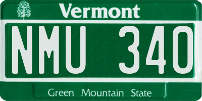 VT license plate NMU340