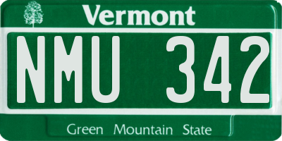 VT license plate NMU342