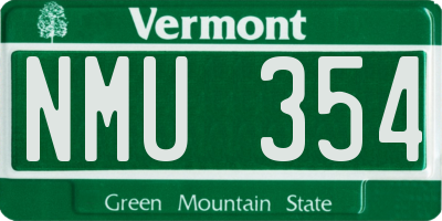 VT license plate NMU354