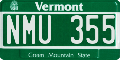 VT license plate NMU355