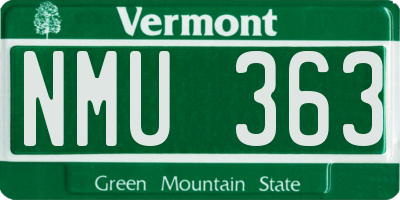 VT license plate NMU363