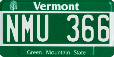 VT license plate NMU366