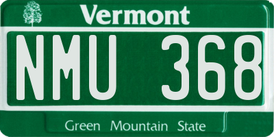 VT license plate NMU368