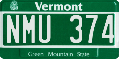 VT license plate NMU374