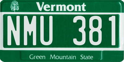 VT license plate NMU381