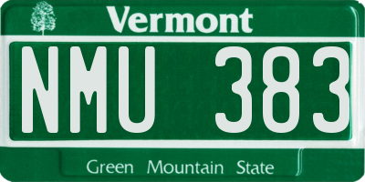 VT license plate NMU383
