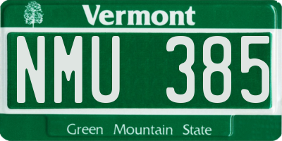 VT license plate NMU385