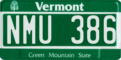 VT license plate NMU386