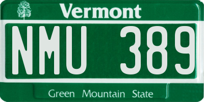 VT license plate NMU389