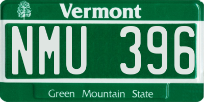 VT license plate NMU396