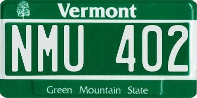 VT license plate NMU402
