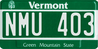 VT license plate NMU403