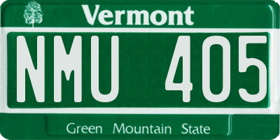 VT license plate NMU405