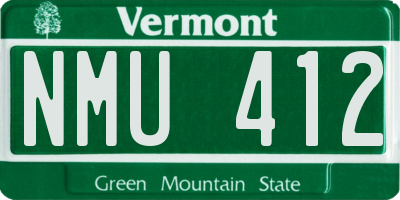VT license plate NMU412