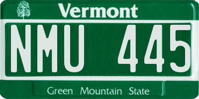 VT license plate NMU445