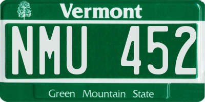VT license plate NMU452