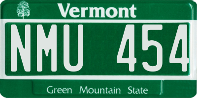 VT license plate NMU454