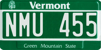 VT license plate NMU455
