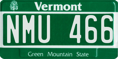 VT license plate NMU466