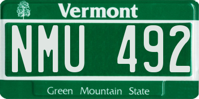 VT license plate NMU492