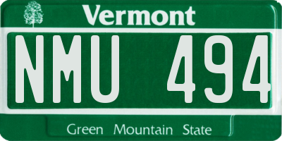 VT license plate NMU494