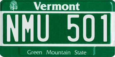 VT license plate NMU501