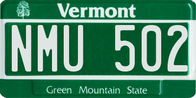 VT license plate NMU502