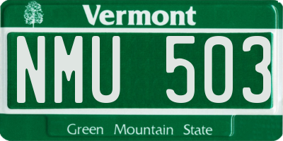 VT license plate NMU503