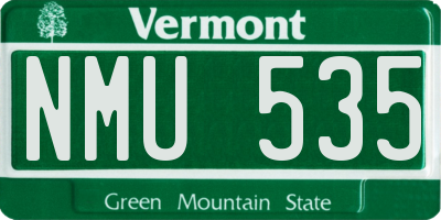 VT license plate NMU535