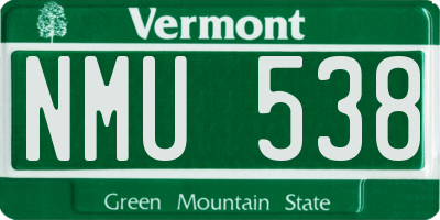 VT license plate NMU538