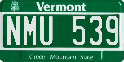VT license plate NMU539