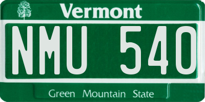 VT license plate NMU540