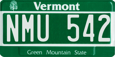 VT license plate NMU542