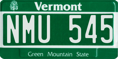 VT license plate NMU545