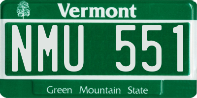 VT license plate NMU551