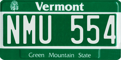 VT license plate NMU554