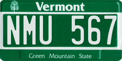 VT license plate NMU567