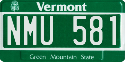 VT license plate NMU581
