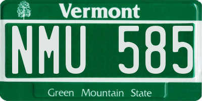 VT license plate NMU585