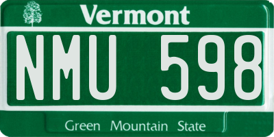 VT license plate NMU598