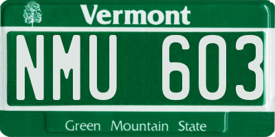 VT license plate NMU603