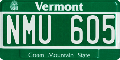 VT license plate NMU605