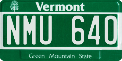 VT license plate NMU640