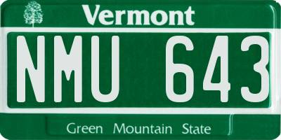 VT license plate NMU643