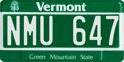VT license plate NMU647