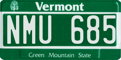 VT license plate NMU685