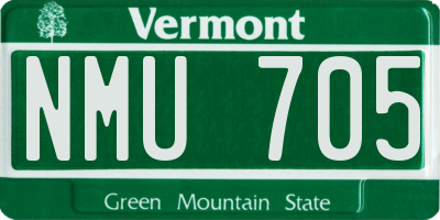 VT license plate NMU705