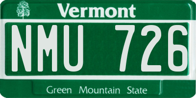VT license plate NMU726