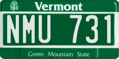 VT license plate NMU731