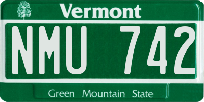 VT license plate NMU742